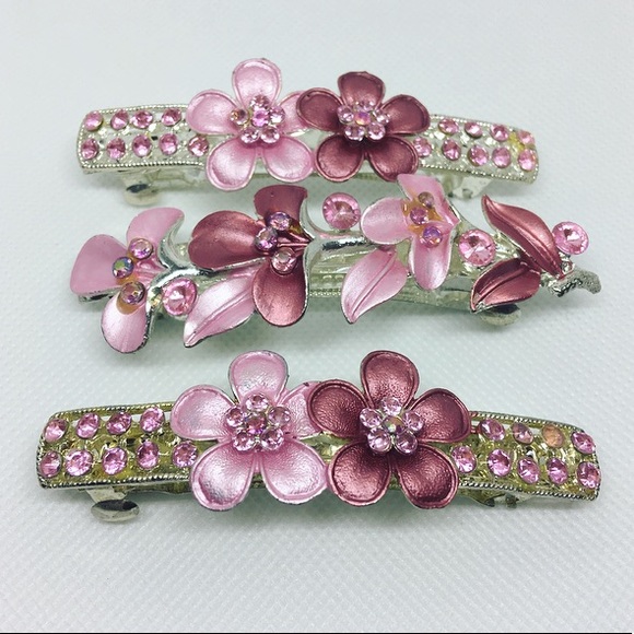 Vintage Accessories - Set of 3 Cherry Blossom Hair Clips